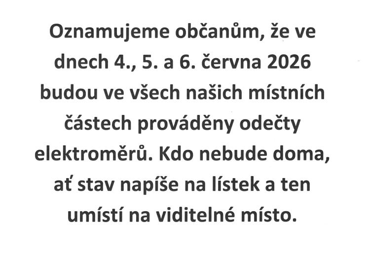 Odečty elektroměrů od&nbsp;4. do&nbsp;6.6.2026.