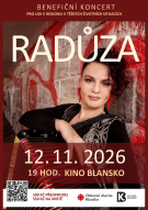 Pozvánka na benefiční koncert Radůzy, v Kině Blansko 12. listopadu 2026. 1